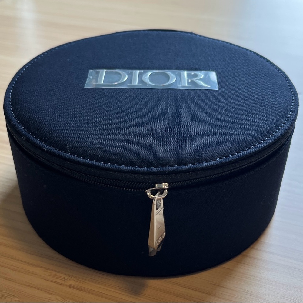 Authentic Dior Large Round Hard Vanity Case with Mirror in Navy Limited Edition